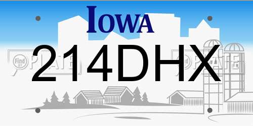 214DHX Iowa License Plate