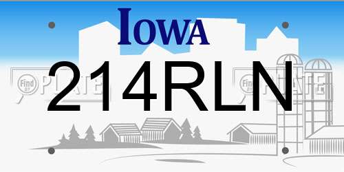 214RLN Iowa License Plate