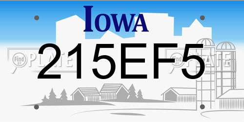 215EF5 Iowa License Plate