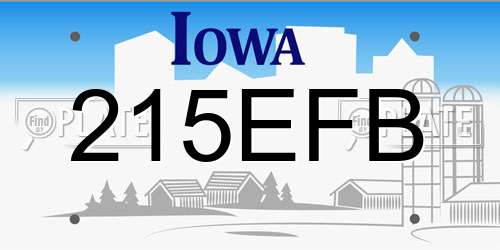 215EFB Iowa License Plate