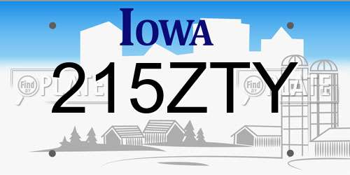 215ZTY Iowa License Plate
