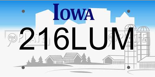 216LUM Iowa License Plate