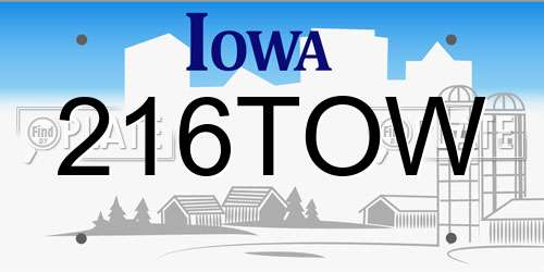 216TOW Iowa License Plate