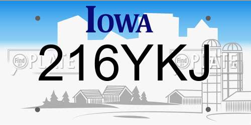 216YKJ Iowa License Plate