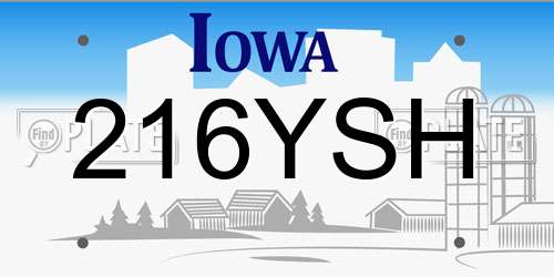 216YSH Iowa License Plate