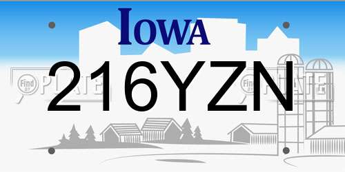 216YZN Iowa License Plate
