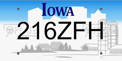 216ZFH Iowa License Plate