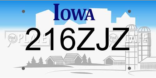 216ZJZ Iowa License Plate