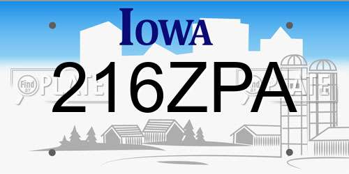 216ZPA Iowa License Plate