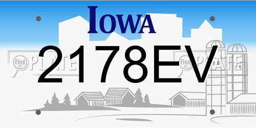 2178EV Iowa License Plate