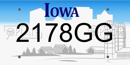 2178GG Iowa License Plate