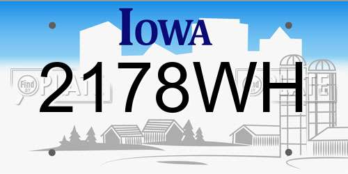 2178WH Iowa License Plate