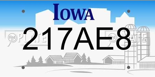 217AE8 Iowa License Plate