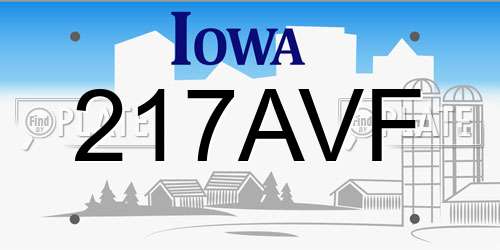 217AVF Iowa License Plate