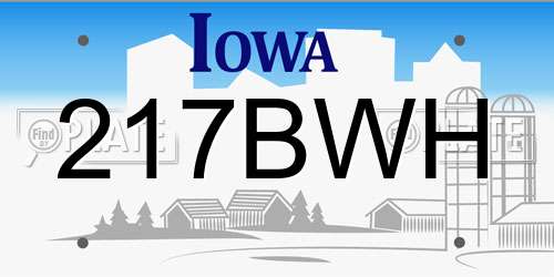 217BWH Iowa License Plate