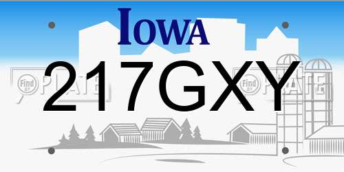 217GXY Iowa License Plate