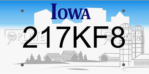 217KF8 Iowa License Plate
