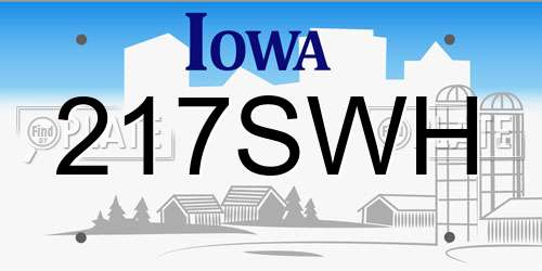 217SWH Iowa License Plate