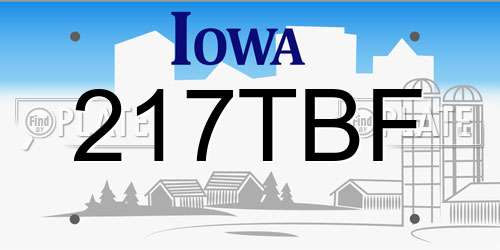 217TBF Iowa License Plate