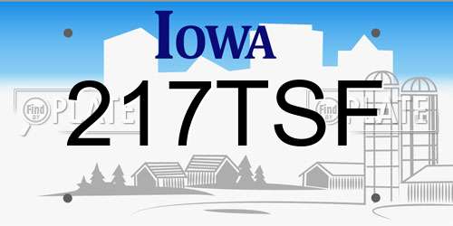 217TSF Iowa License Plate
