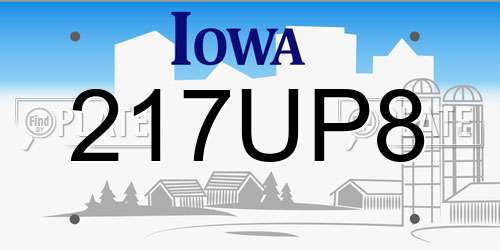 217UP8 Iowa License Plate