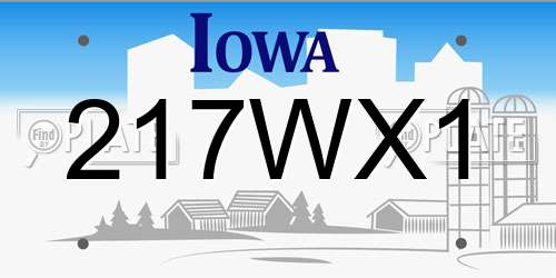 217WX1 Iowa License Plate