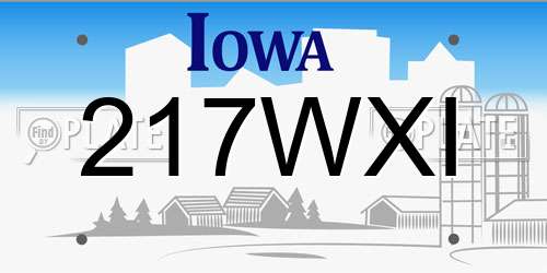 217WXI Iowa License Plate