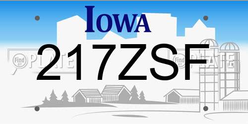 217ZSF Iowa License Plate