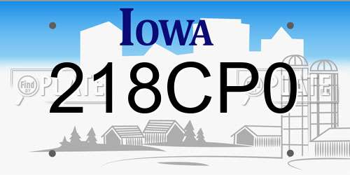 218CP0 Iowa License Plate