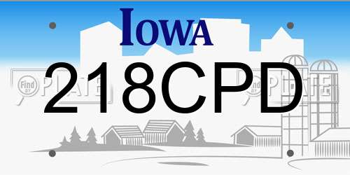 218CPD Iowa License Plate