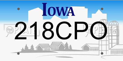 218CPO Iowa License Plate