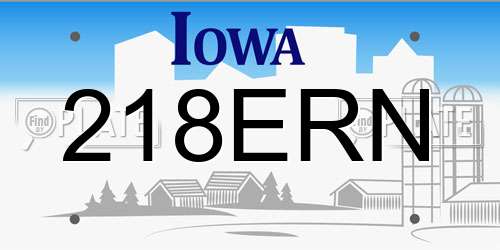 218ERN Iowa License Plate