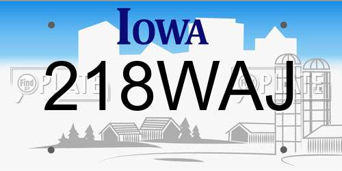 218WAJ Iowa License Plate