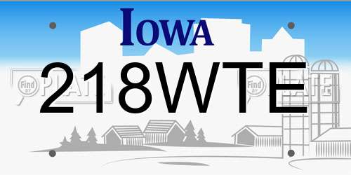 218WTE Iowa License Plate