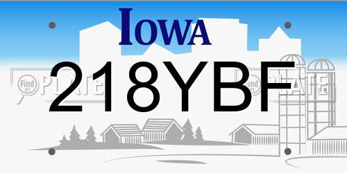 218YBF Iowa License Plate