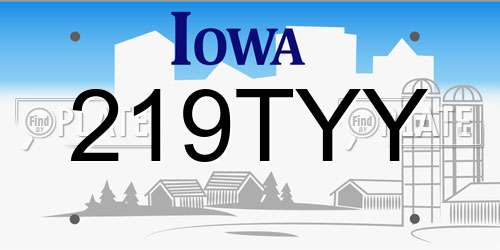 219TYY Iowa License Plate