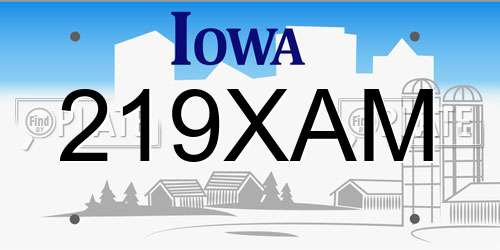 219XAM Iowa License Plate