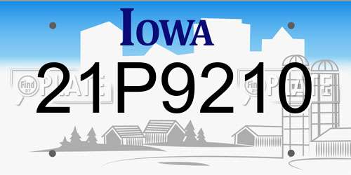 21P9210 Iowa License Plate