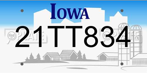 21TT834 Iowa License Plate