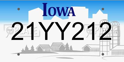21YY212 Iowa License Plate