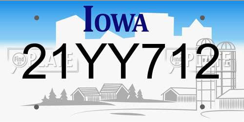 21YY712 Iowa License Plate