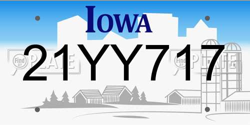 21YY717 Iowa License Plate