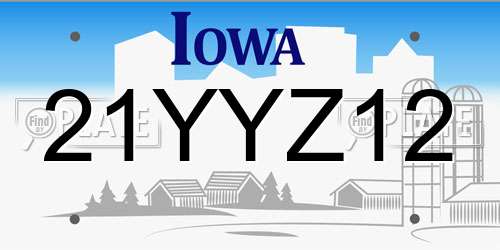 21YYZ12 Iowa License Plate