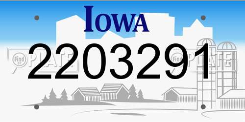 2203291 Iowa License Plate