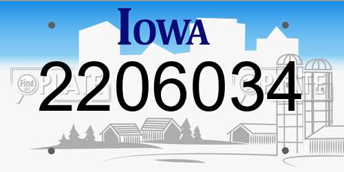 2206034 Iowa License Plate