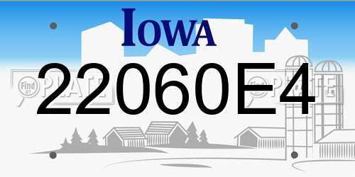 22060E4 Iowa License Plate