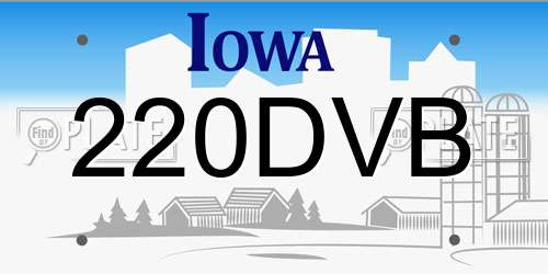 220DVB Iowa License Plate