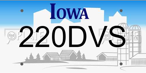 220DVS Iowa License Plate