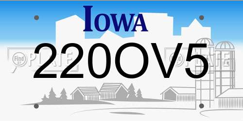 220OV5 Iowa License Plate