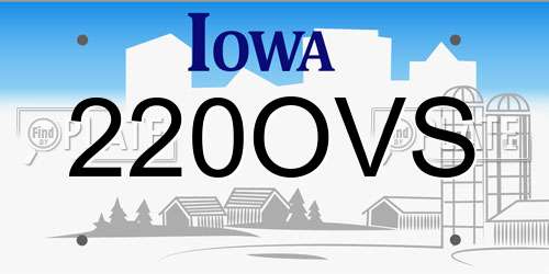 220OVS Iowa License Plate
